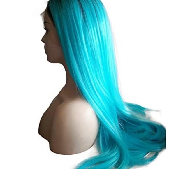 BLUE Ombre LONG  STRAIGHT LACE-FRONT WIG *NEW* - Picture 3 of 5